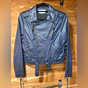Artelier Nicole Miller Navy Faux Bomber/Moto Jacket (RARE)